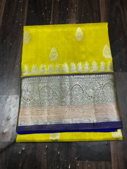 Pure Silk Saree-AM-PSS-YELLOW-004