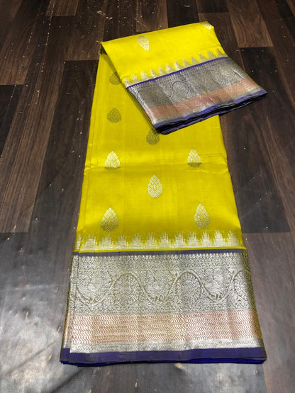 Pure Silk Saree-AM-PSS-YELLOW-004