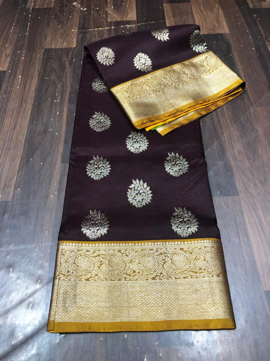 Venkatagiri Pure Pattu Saree-AM-VPPS-DARK MARRON-009