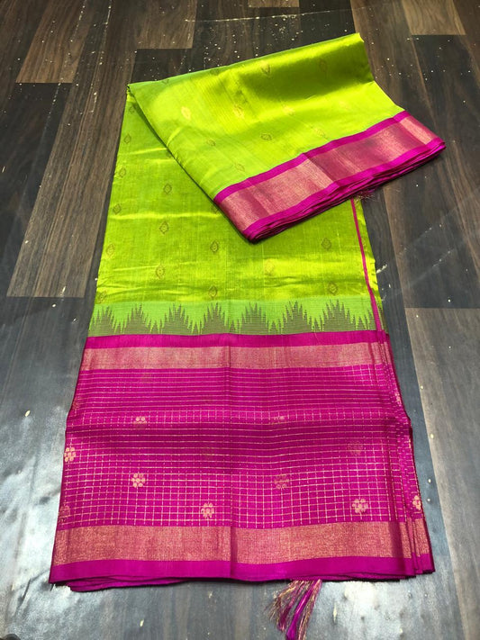 kolam Pattu Saree-AM-KPS-LIME GREEN-014