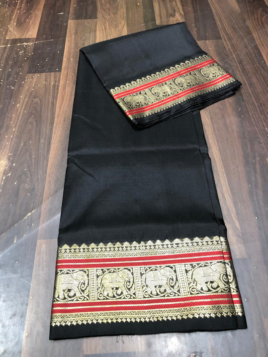 Venkatagiri Pure Pattu Saree-AM-VPPS-BLACK-021