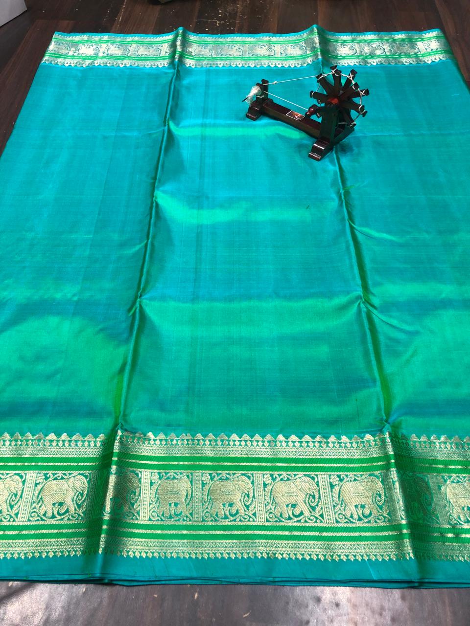 Venkatagiri Pure Pattu Saree-AM-VPPS-SEA GREEN-023