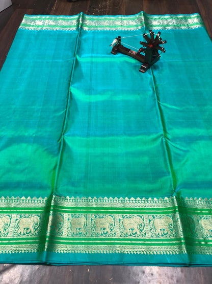 Venkatagiri Pure Pattu Saree-AM-VPPS-SEA GREEN-023