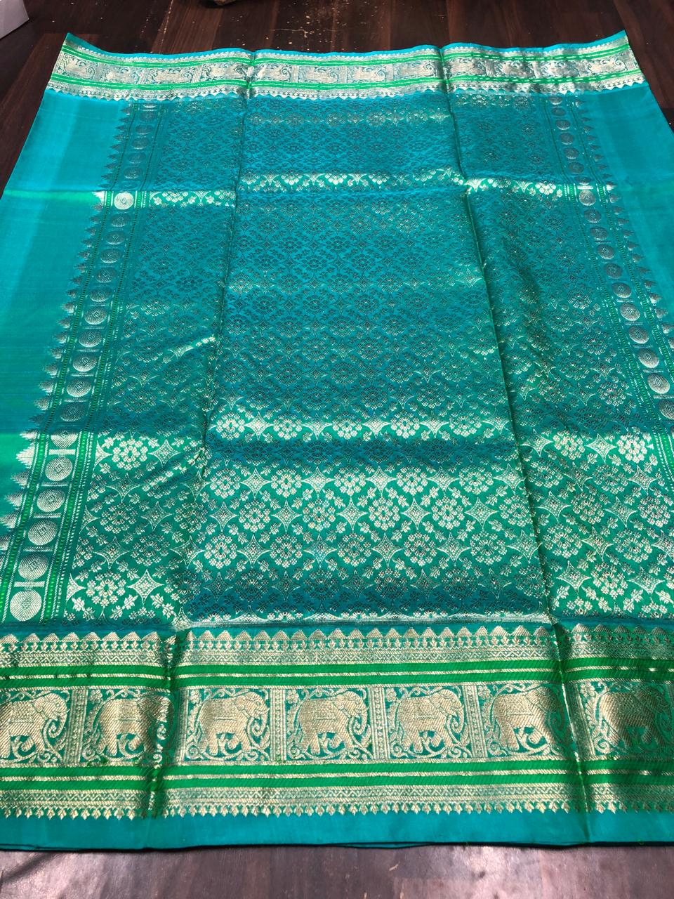 Venkatagiri Pure Pattu Saree-AM-VPPS-SEA GREEN-023