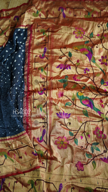 Pure Paithani Silk Saree-AM-PPSS-BLUE-001