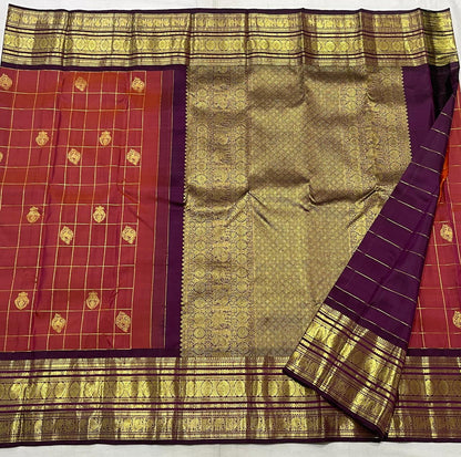 Pure kangivaram pattu saree-AM-PKPS-MARRON-001