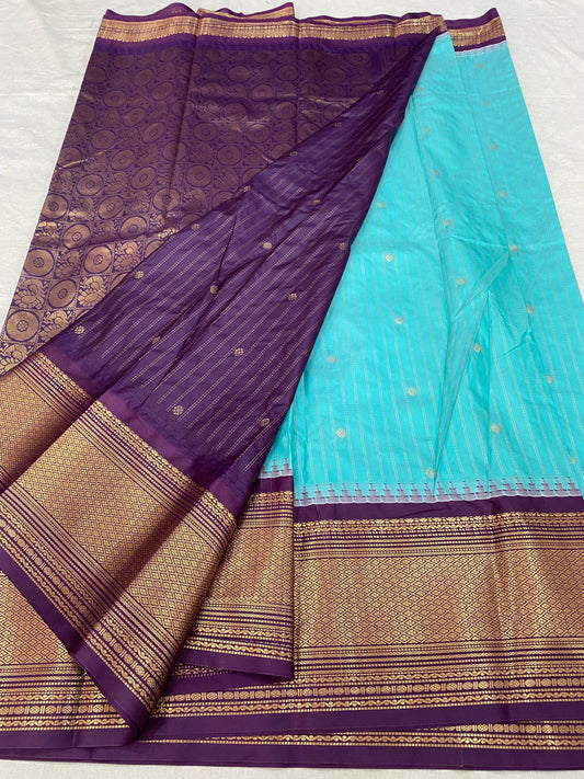 Semi Gadwal Saree-AM-SGS-BLUE-007