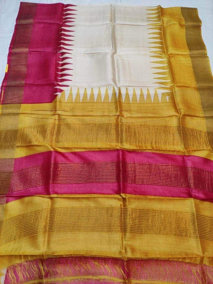 Pure Tussar Printed Saree-AM-PTS-YELLOW-004
