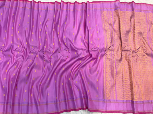 Handloom Gadwal Gap Border Pattu Saree-AM-GPS-LAVENDER PINK-012