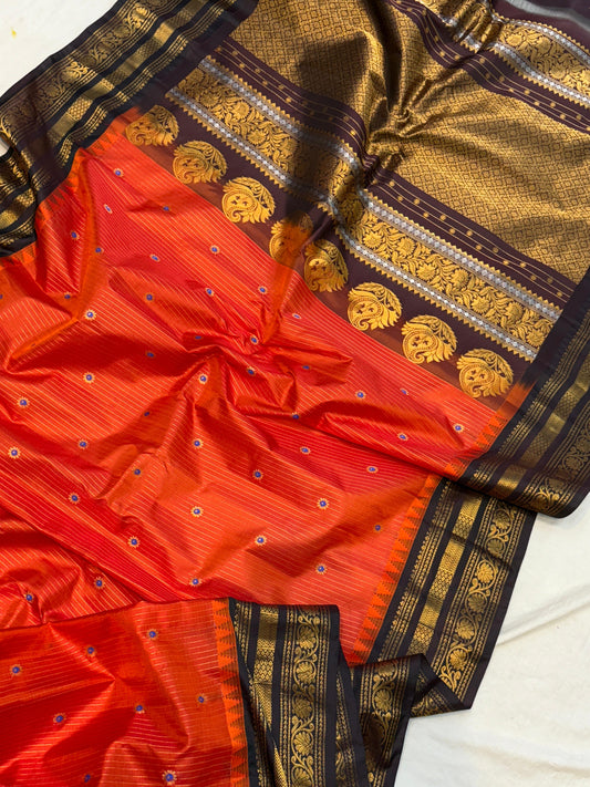 Gadwal Pattu Saree-AM-GPS-ORANGE-002