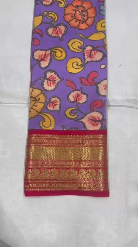 Kanchi Pattu with Pen Kalamkari-AM-KPS-LAVENDER-012