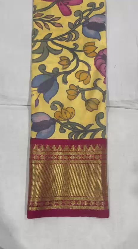 Kanchi Pattu with Pen Kalamkari-AM-KPS-YELLOW-013