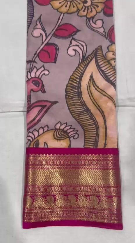 Kanchi Pattu with Pen Kalamkari-AM-KPS-GREY-008