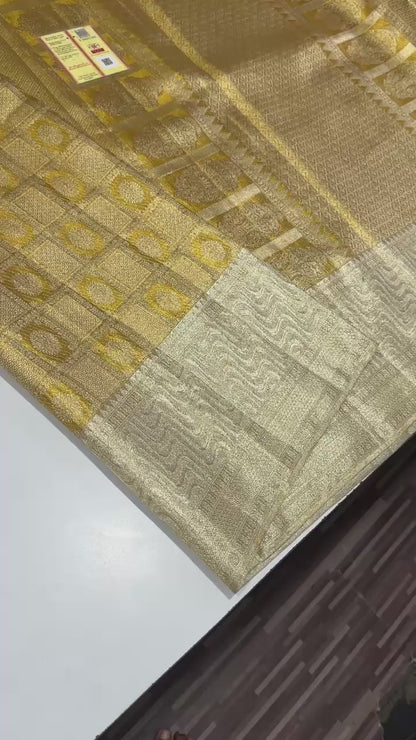 Handloom Kanchi Pattu Saree- AM-KPS-GOLD-001