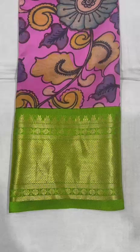 Kanchi Pattu with Pen Kalamkari-AM-KPS-PINK-015